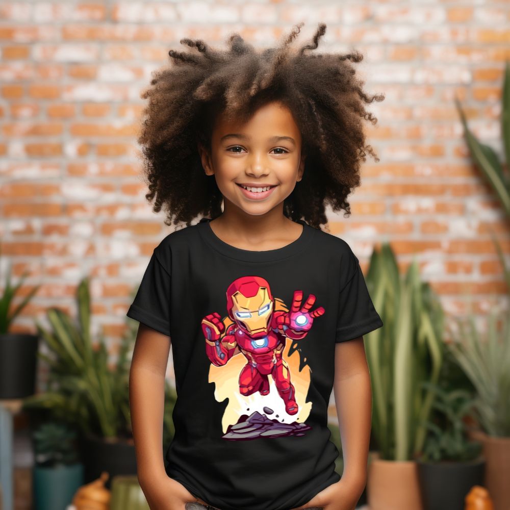 Camiseta Infanto Juvenil Personagens Super Heróis Homem de Ferro