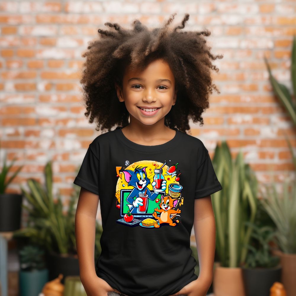 Camiseta Infanto Juvenil Personagens Tom e Jerry Desenho animado