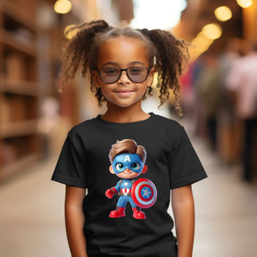Camiseta Infanto Juvenil Personagens Desenhos Capitão América Mini Herói
