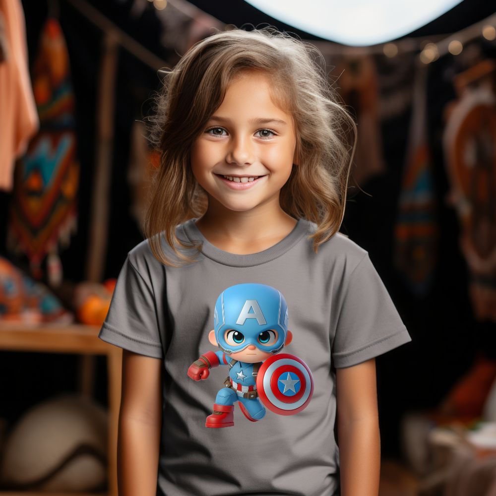 Camiseta Infanto Juvenil Personagens Infantil Capitão América Mini Herói