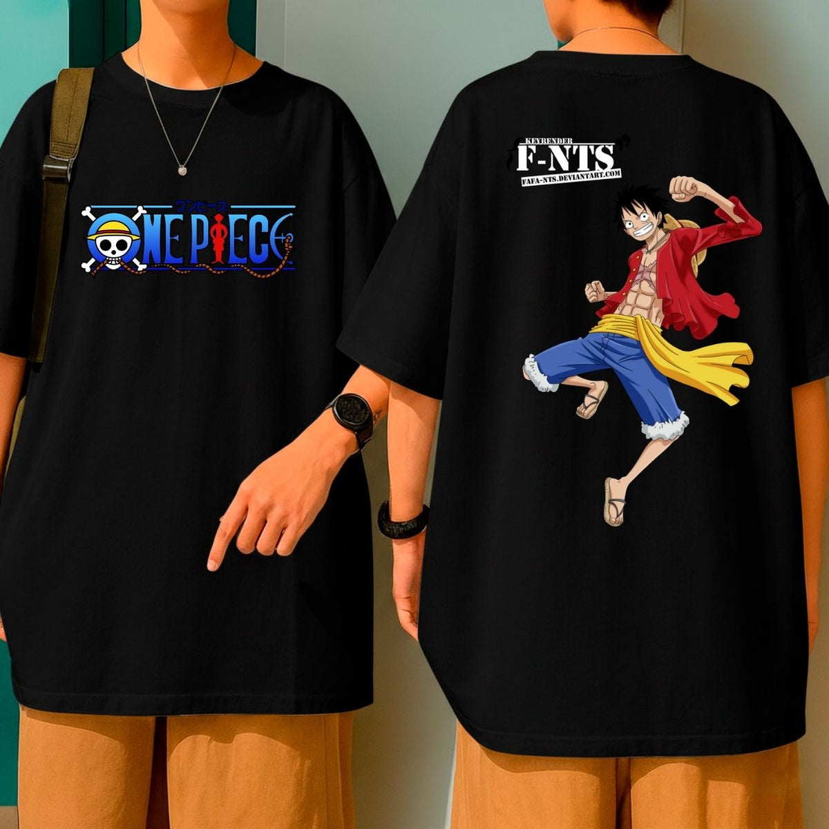Camiseta Oversized Algodão One Piece Luffy Homem Borracha Anime Blusão Malha Grossa