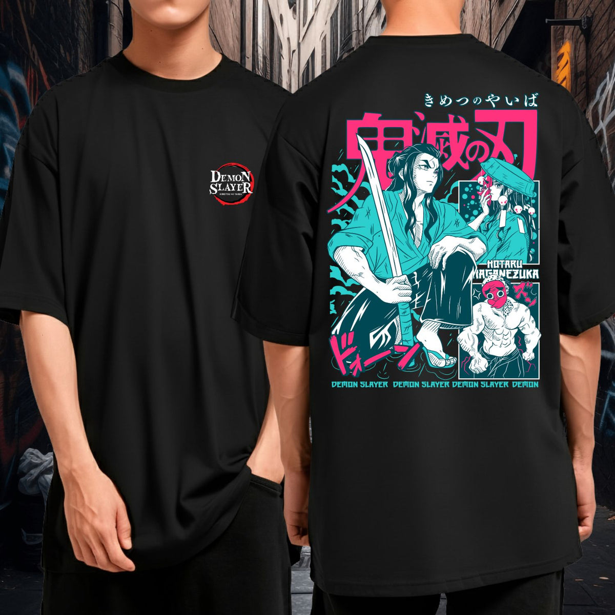 Camiseta Oversized 100% Algodão Demon Slayer Anime Geek Blusão