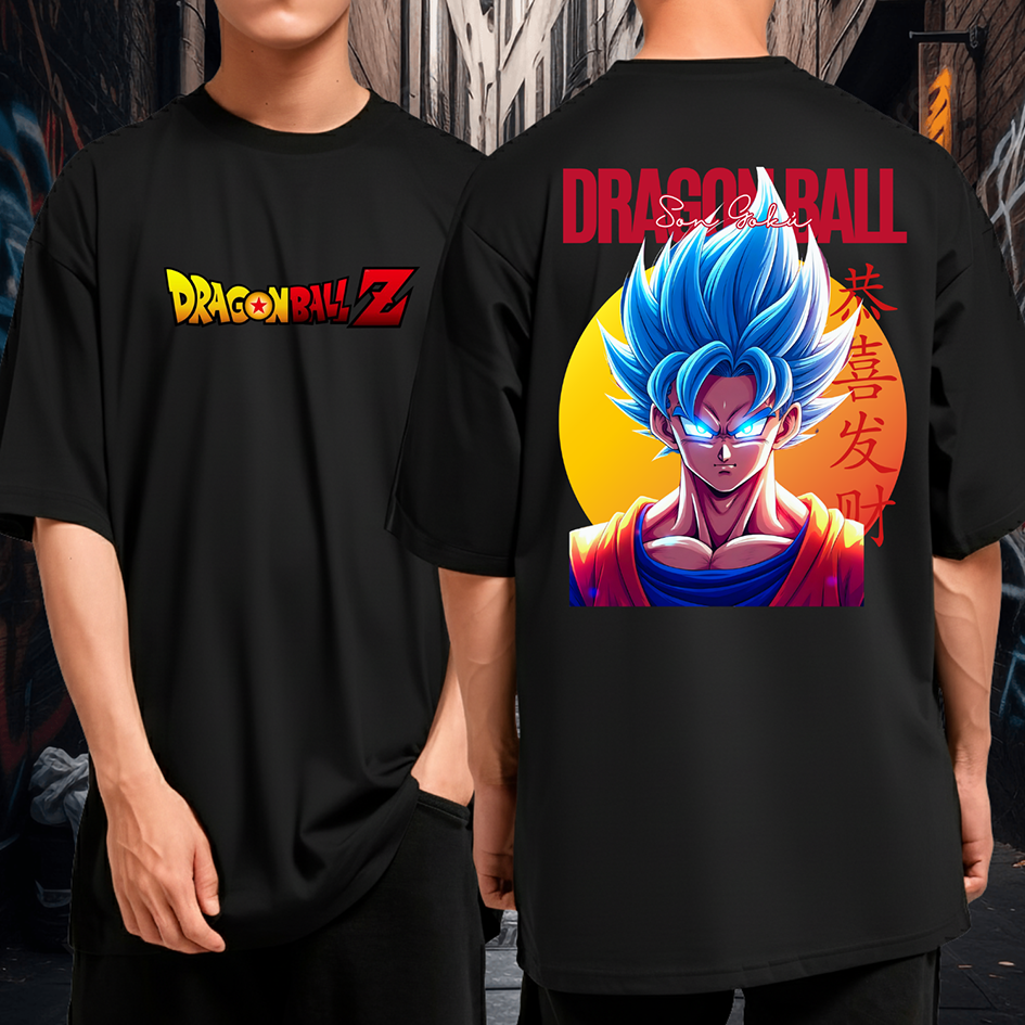 Camiseta Oversized 100% Algodão Son Goku Saiyajin Dragon Ball