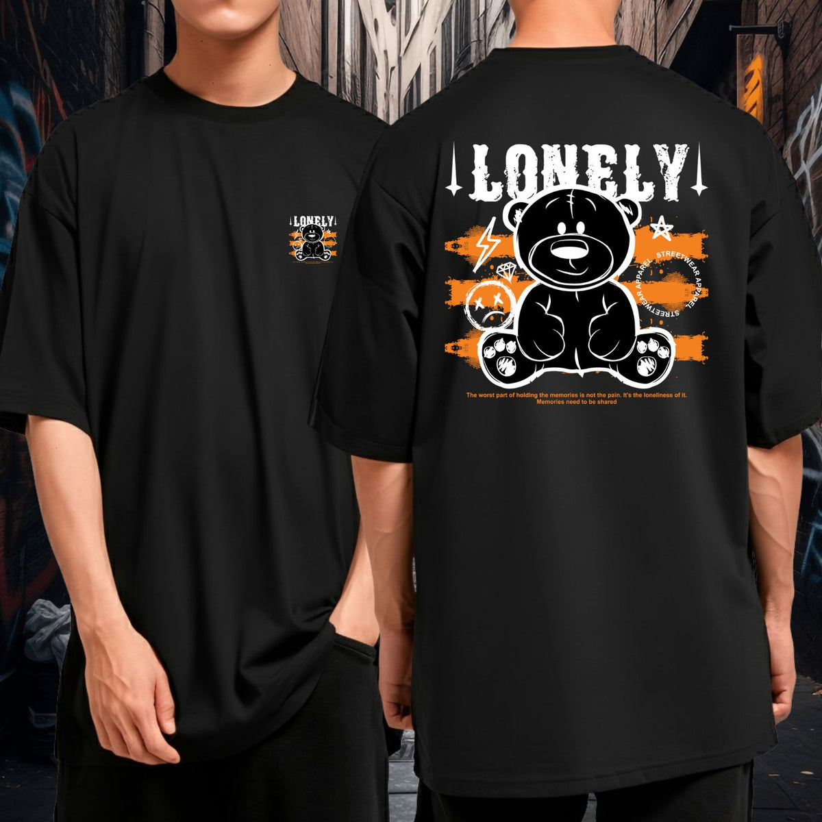 Camiseta Oversized Premium Malha Grossa Larga Lonely Bear Streetwear Unissex