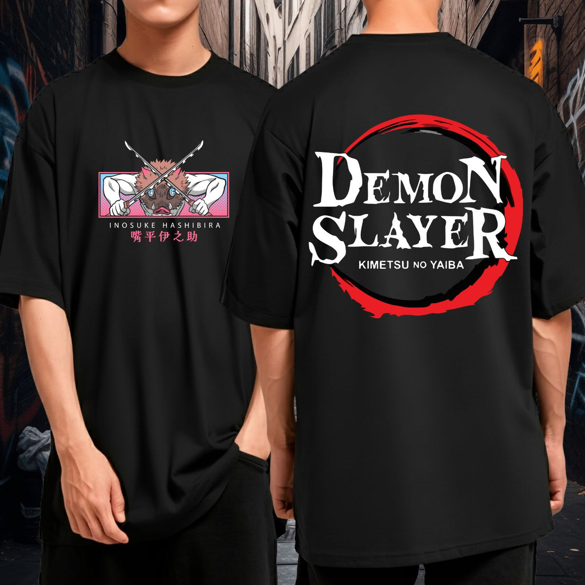 Camiseta Oversized Demon Slayer Inosuke Bom Caimento 100% Algodão Malha Premium