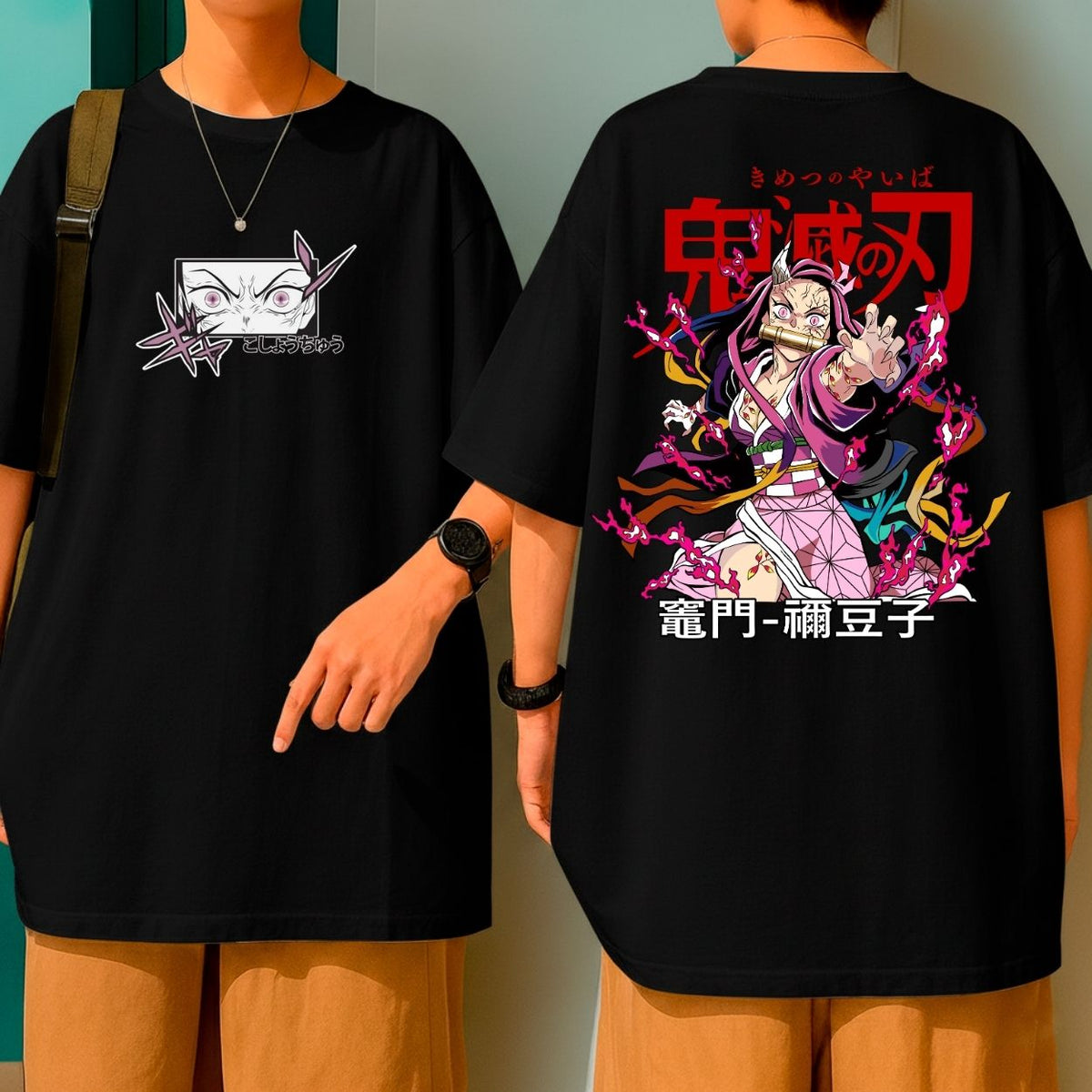 Camiseta Oversized Oni Demon Slayer Nezuko Kamado Blusão Over Largo Grande Malha Premium