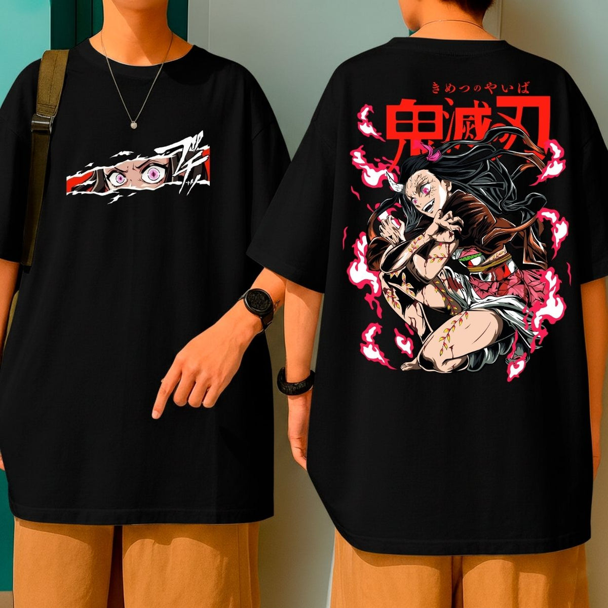 Camiseta Oversized Oni Demon Slayer Nezuko Kamado Gola Redonda Malha Premium