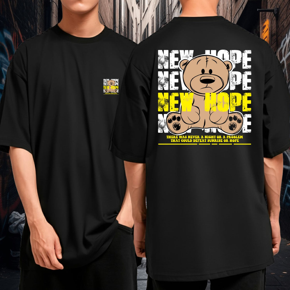 Camiseta Oversized 100% Algodão New Hope Bear Streetwear Positiva