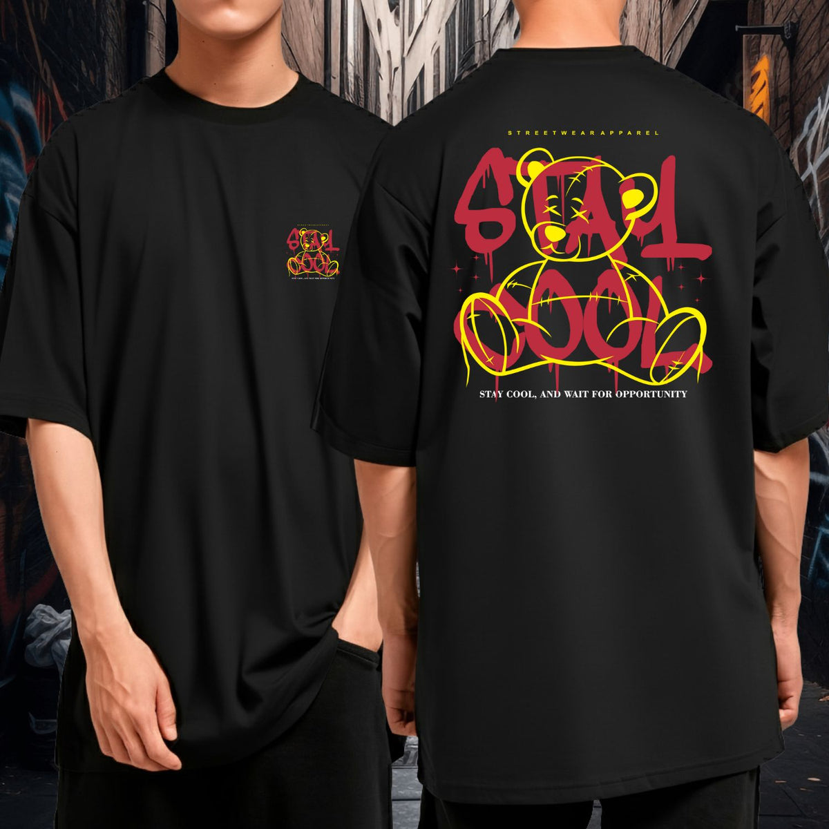 Camiseta Oversized Underground Stay Cool Urso Estilo Streetwear Premium