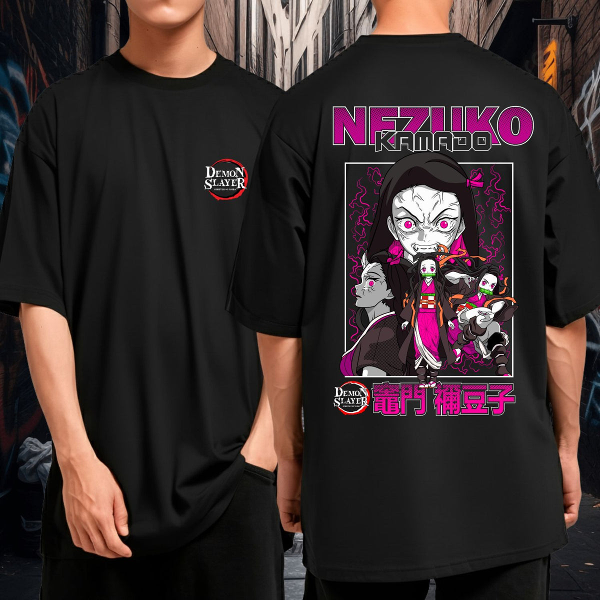 Camiseta Oversized Demoin Slayer Nezuko Kamado Oni Blusão Geek Anime