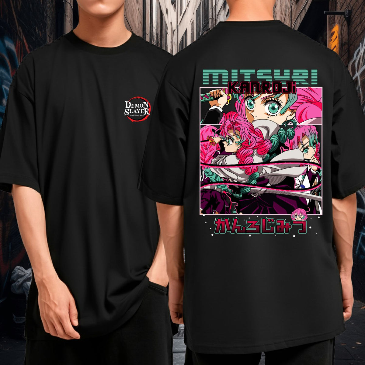 Camiseta Oversized 100% Algodão Mitsubi Hashira Do Amor Demon Slayer Blusão Malha Premium