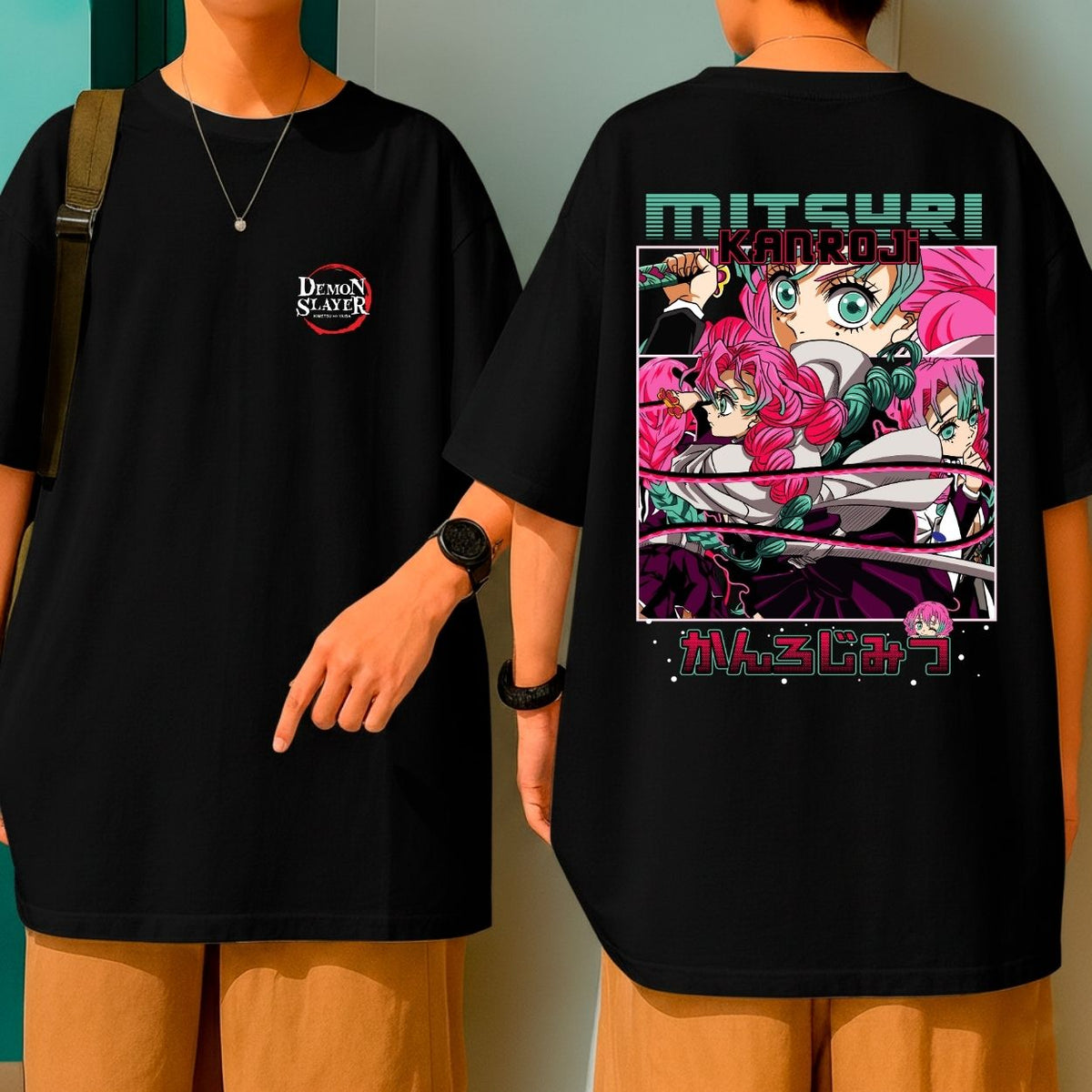 Camiseta Oversized 100% Algodão Mitsuri Kanroji Pilar Hashira do Amor