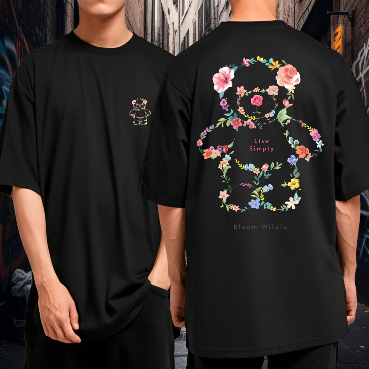 Camiseta Oversized Algodão Blusão Bloom Wildly Streetwear Minimalista