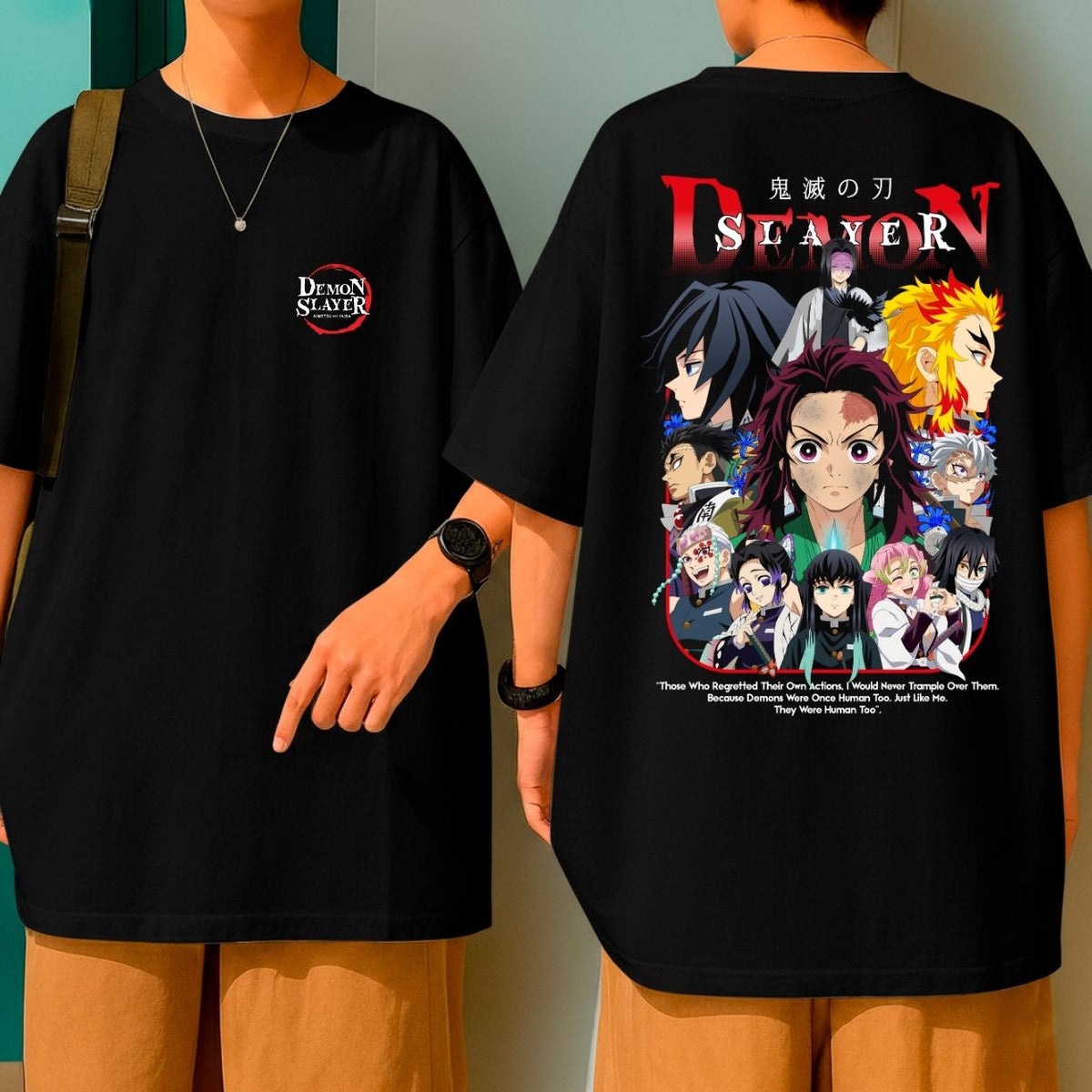 Camiseta Oversized Anime Demon Slayer Personagens Geek Blusão Malha Grossa
