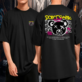 Camiseta Oversized Algodão Don't Panic Moda Streetwear Casual Unissex