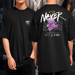 Camiseta Oversized 100% Algodão Streetwear Never Bear Design Exclusivo Moderno