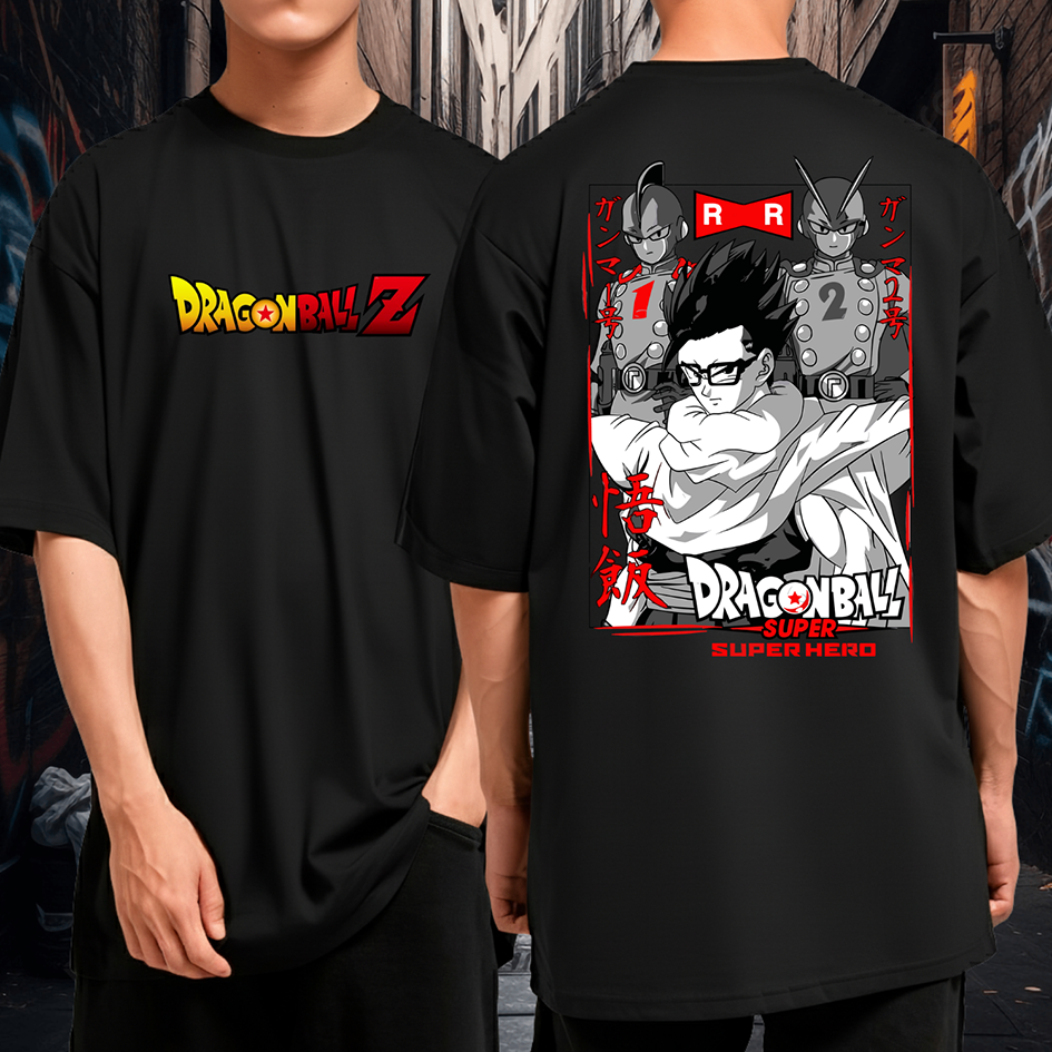 Camiseta Oversized Malha Premium Dragon Ball Z Gohan