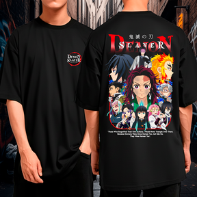 Camiseta Oversized Demon Slayer Tanjiro Esquadrão Blusão Algodão Premium