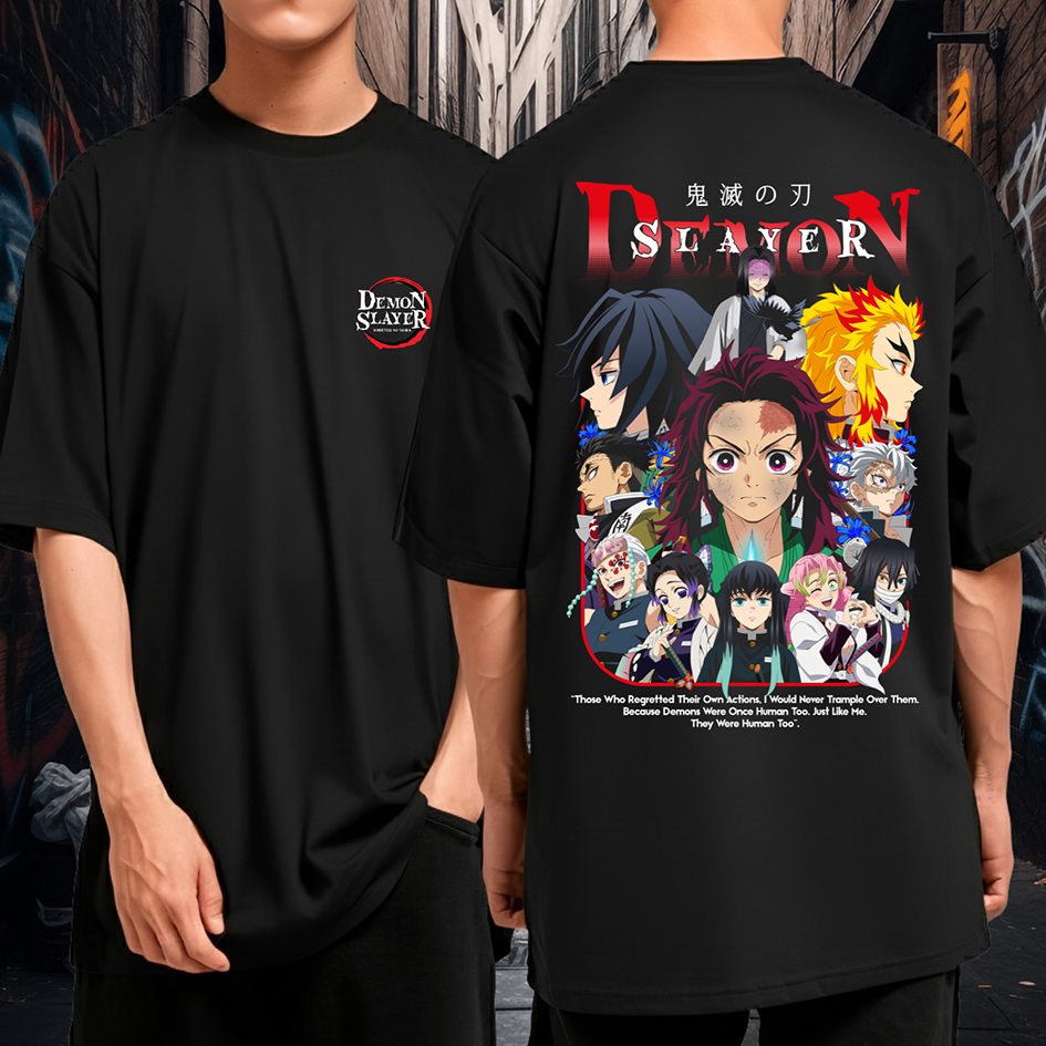 Camiseta Oversized Demon Slayer Tanjiro Esquadrão Blusão Algodão Premium