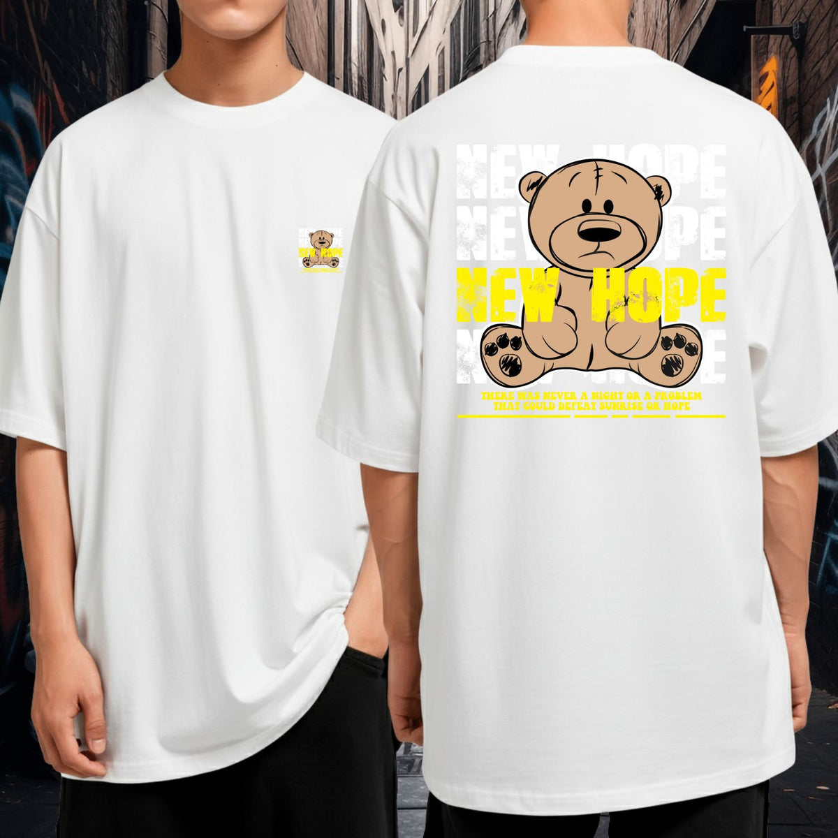 Camiseta Oversized 100% Algodão New Hope Bear Streetwear Positiva