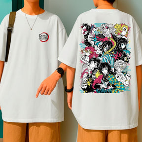 Camiseta Oversized Algodão Malha Premium Demon Slayer Personagens Blusão Largo Grande
