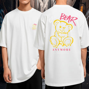Camiseta Oversized Algodão Malha Grossa Streetwear Can’t Bear Anymore Urso Amarelo