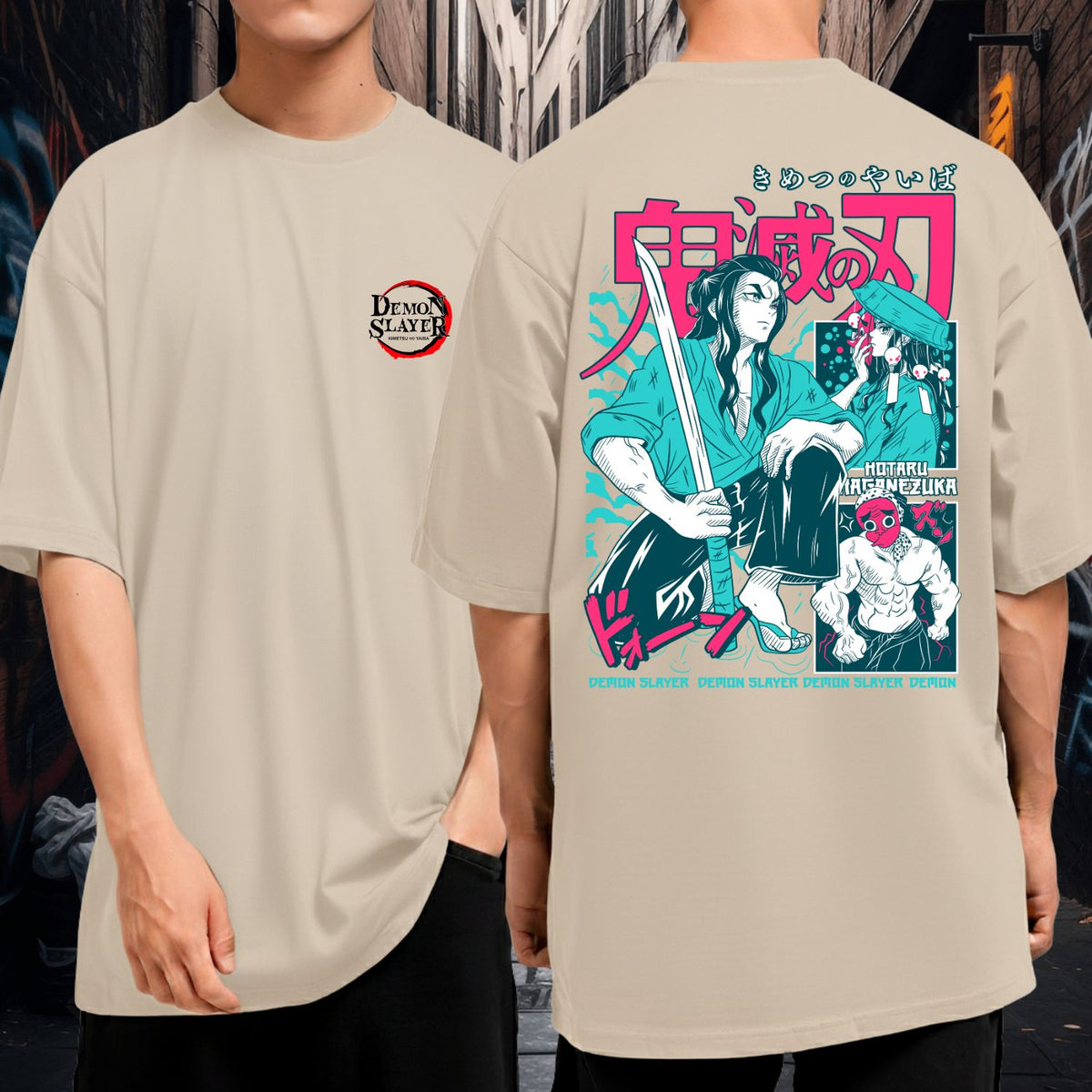 Camiseta Oversized 100% Algodão Demon Slayer Anime Geek Blusão