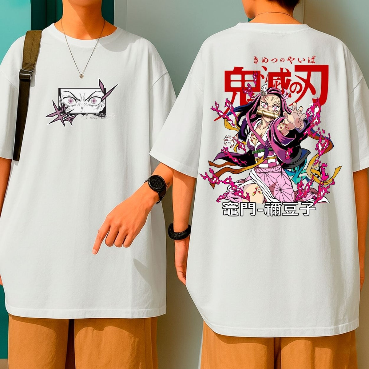 Camiseta Oversized Oni Demon Slayer Nezuko Kamado Blusão Over Largo Grande Malha Premium