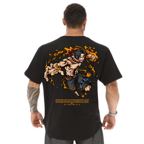 Camiseta Oversized One Piece Ace Tripulação Barba Branca Blusão 100% Algodão