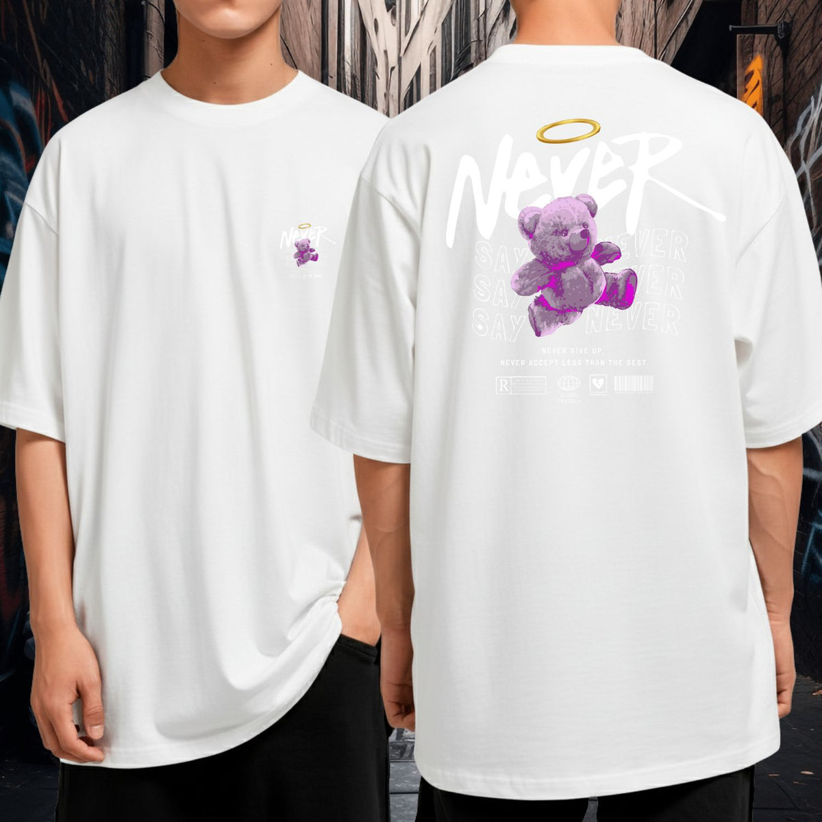 Camiseta Oversized 100% Algodão Streetwear Never Bear Design Exclusivo Moderno