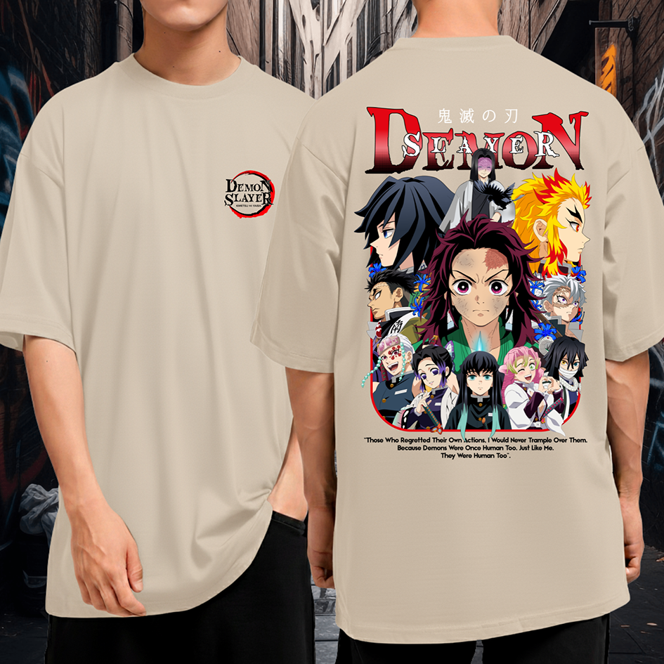 Camiseta Oversized Demon Slayer Tanjiro Esquadrão Blusão Algodão Premium
