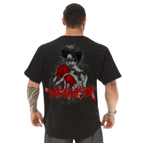 Camiseta Oversized Anime Boxe Luta Estampa Geek Blusão Malha Grossa Gola Redonda