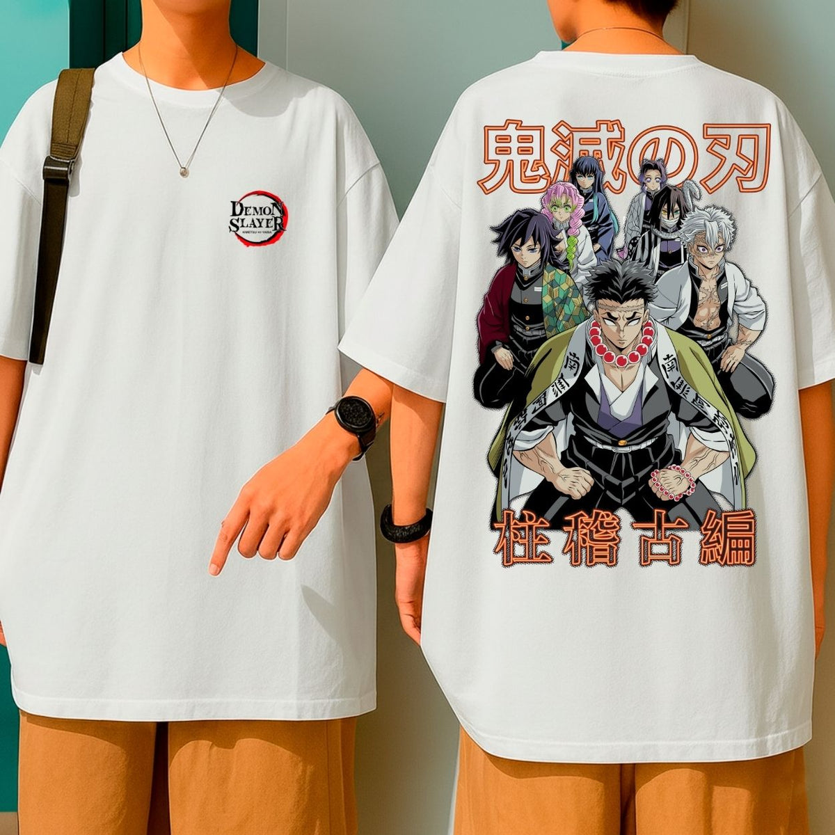 Camiseta Oversized Algodão Malha Premium Demon Slayer Pilares Hashiras Personagens