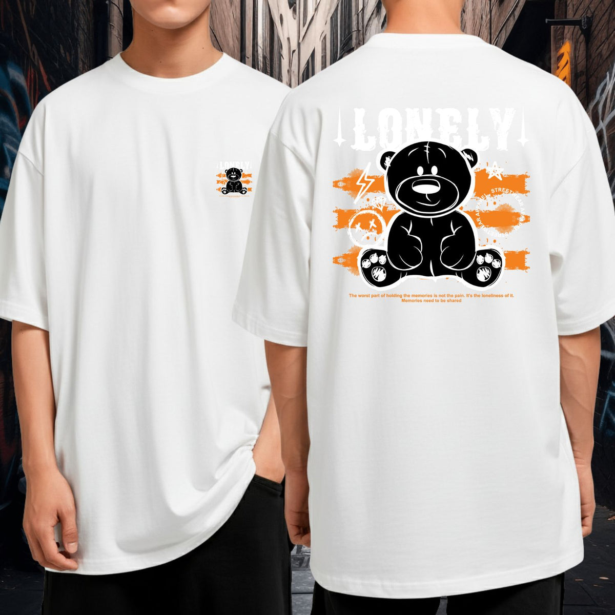 Camiseta Oversized Premium Malha Grossa Larga Lonely Bear Streetwear Unissex