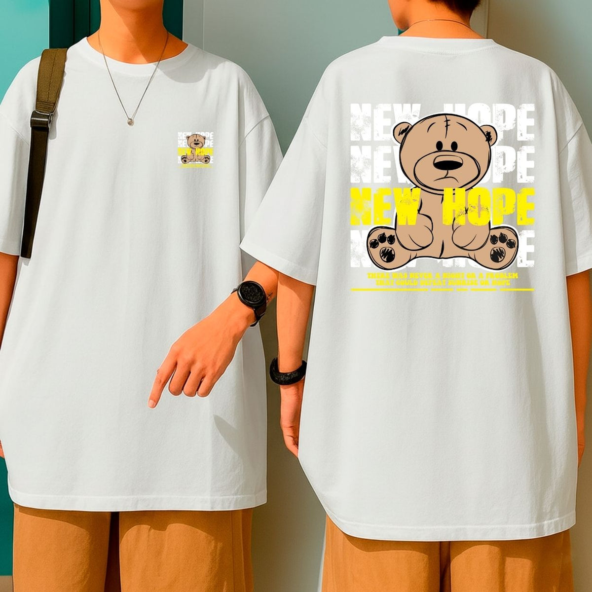 Camiseta Oversized Streetwear Algodão New Hope Bear Casual Urbano