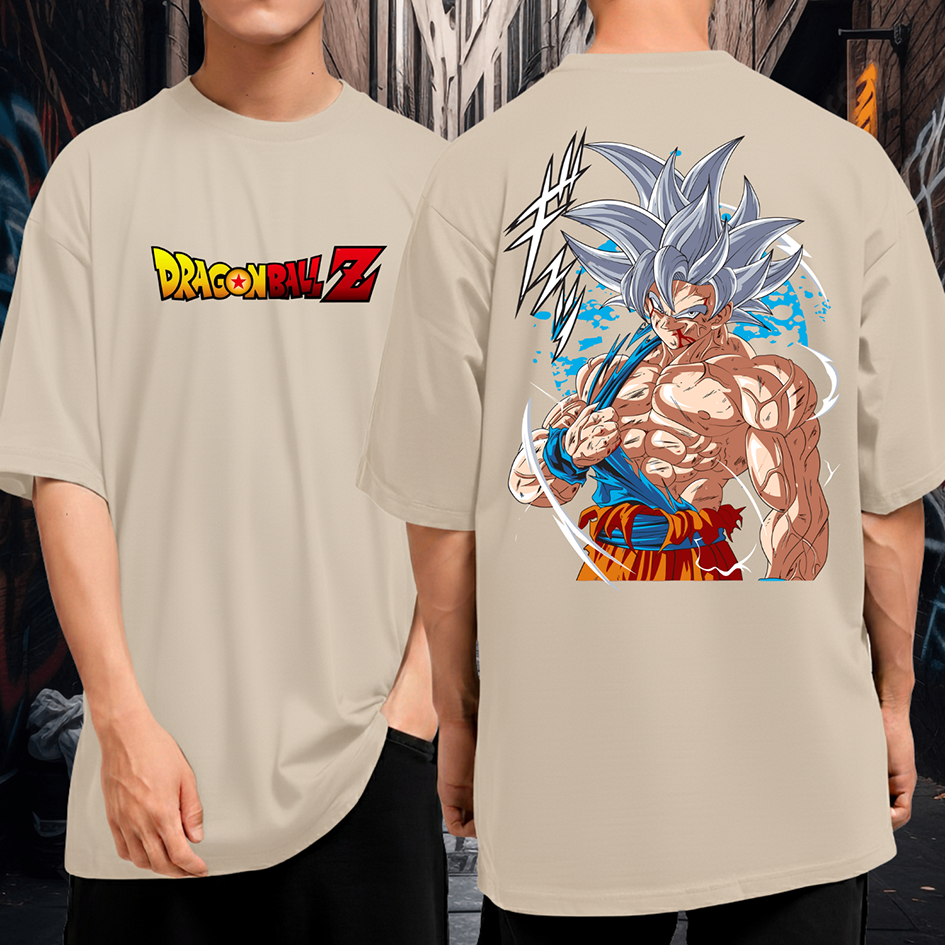 Camiseta Oversized Algodão Dragon Ball Z Goku Instinto Superior