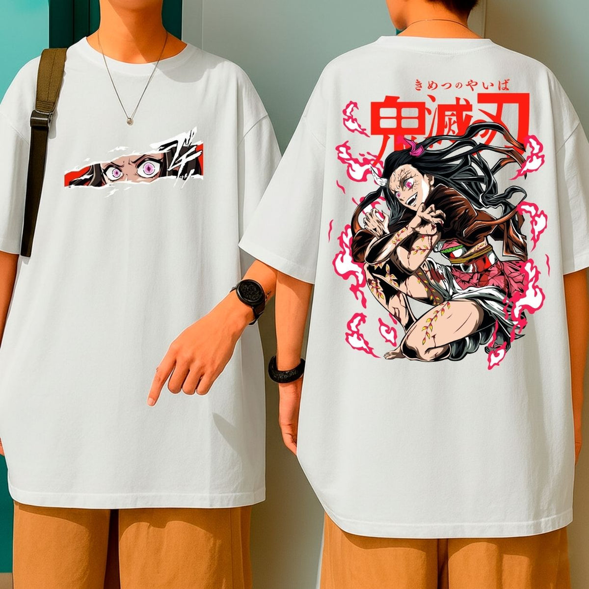 Camiseta Oversized Oni Demon Slayer Nezuko Kamado Gola Redonda Malha Premium