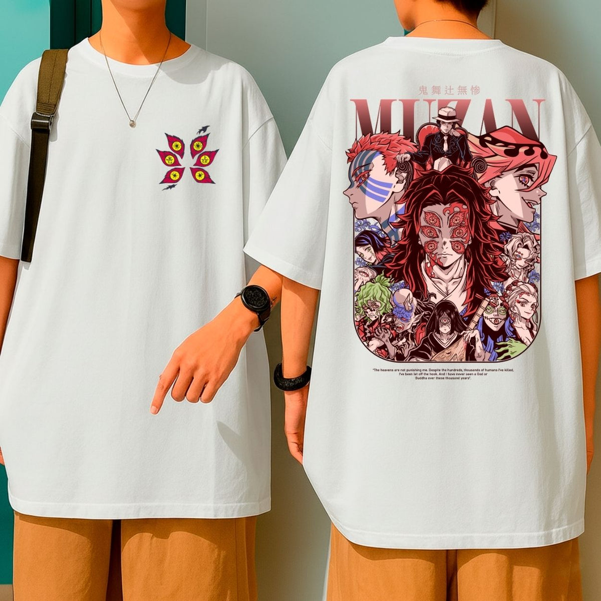 Camiseta Oversized Oni Demon Slayer Kokushibo Muzan Akaza Blusão Over Largo Grande