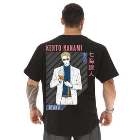 Camiseta Oversized Anime Otaku Nanami Jujutsu Kaisen Feiticeiros Malha Grossa Premium