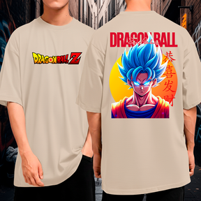 Camiseta Oversized 100% Algodão Son Goku Saiyajin Dragon Ball