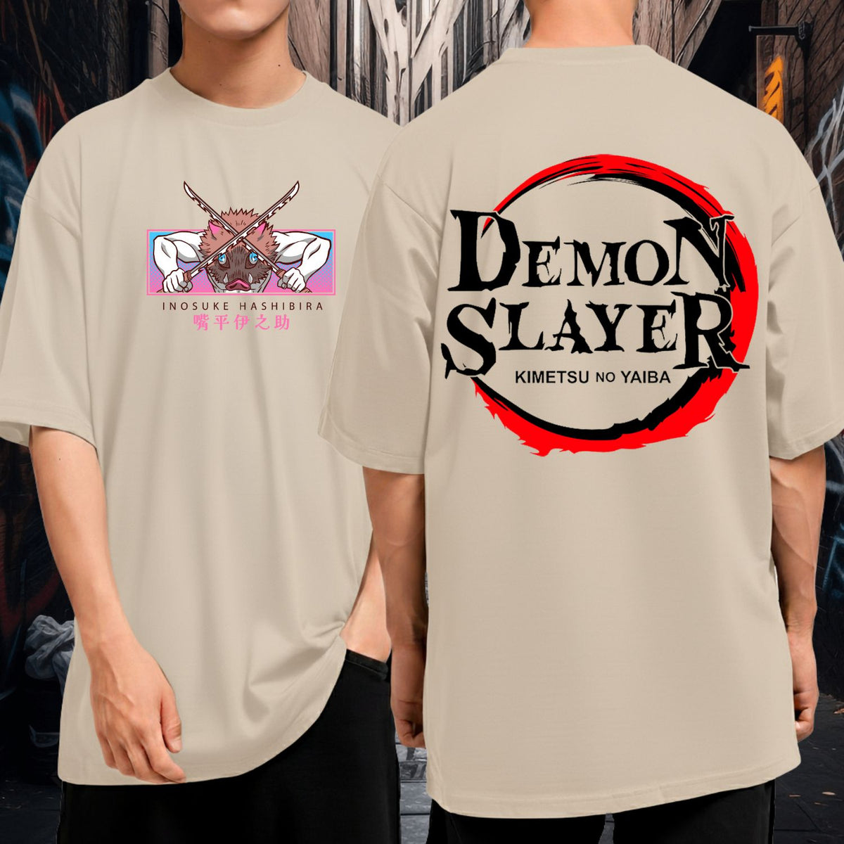 Camiseta Oversized Demon Slayer Inosuke Bom Caimento 100% Algodão Malha Premium