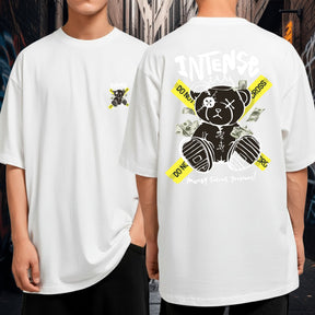 Camiseta Oversized Streetwear Underground Urso Intense Money Solves Problems