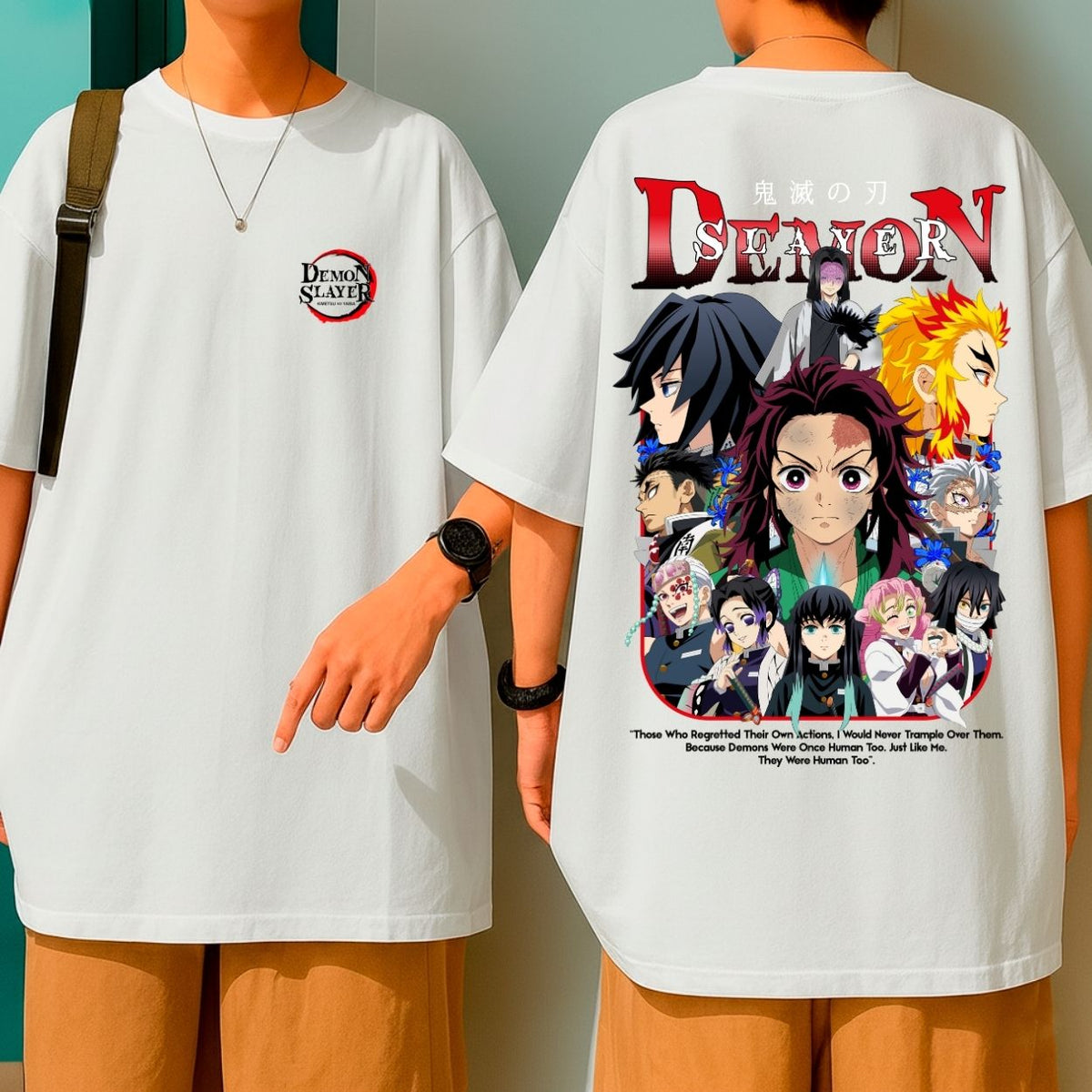 Camiseta Oversized Anime Demon Slayer Personagens Geek Blusão Malha Grossa