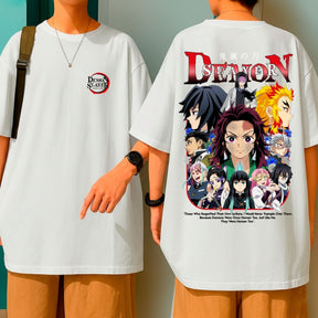 Camiseta Oversized Anime Demon Slayer Personagens Geek Blusão Malha Grossa
