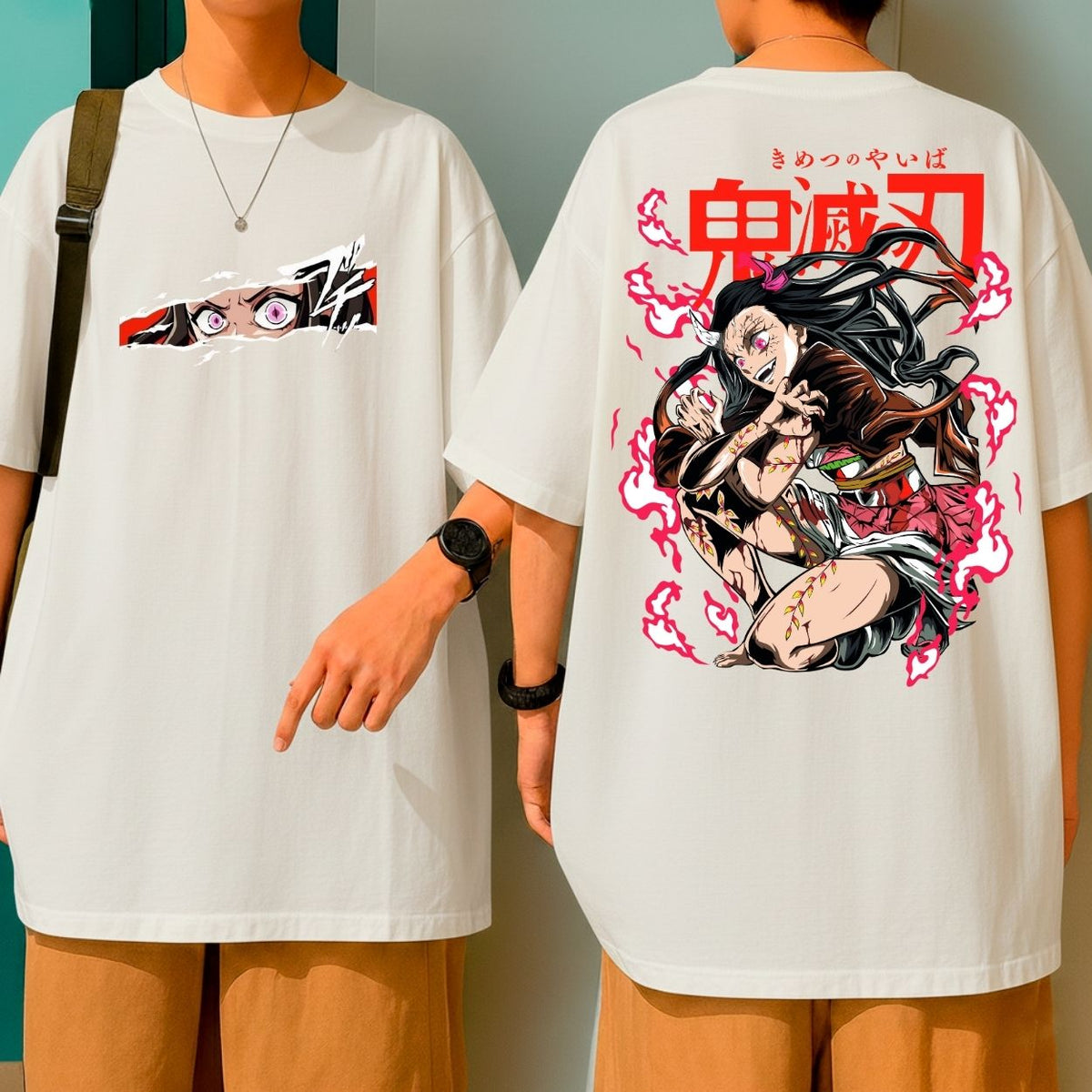Camiseta Oversized Oni Demon Slayer Nezuko Kamado Gola Redonda Malha Premium