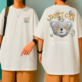 Camiseta Oversized Streetwear Urso Don’t Cry Estilo Street Premium
