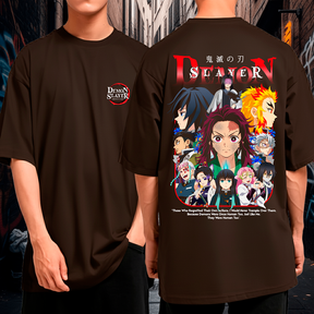 Camiseta Oversized Demon Slayer Tanjiro Esquadrão Blusão Algodão Premium