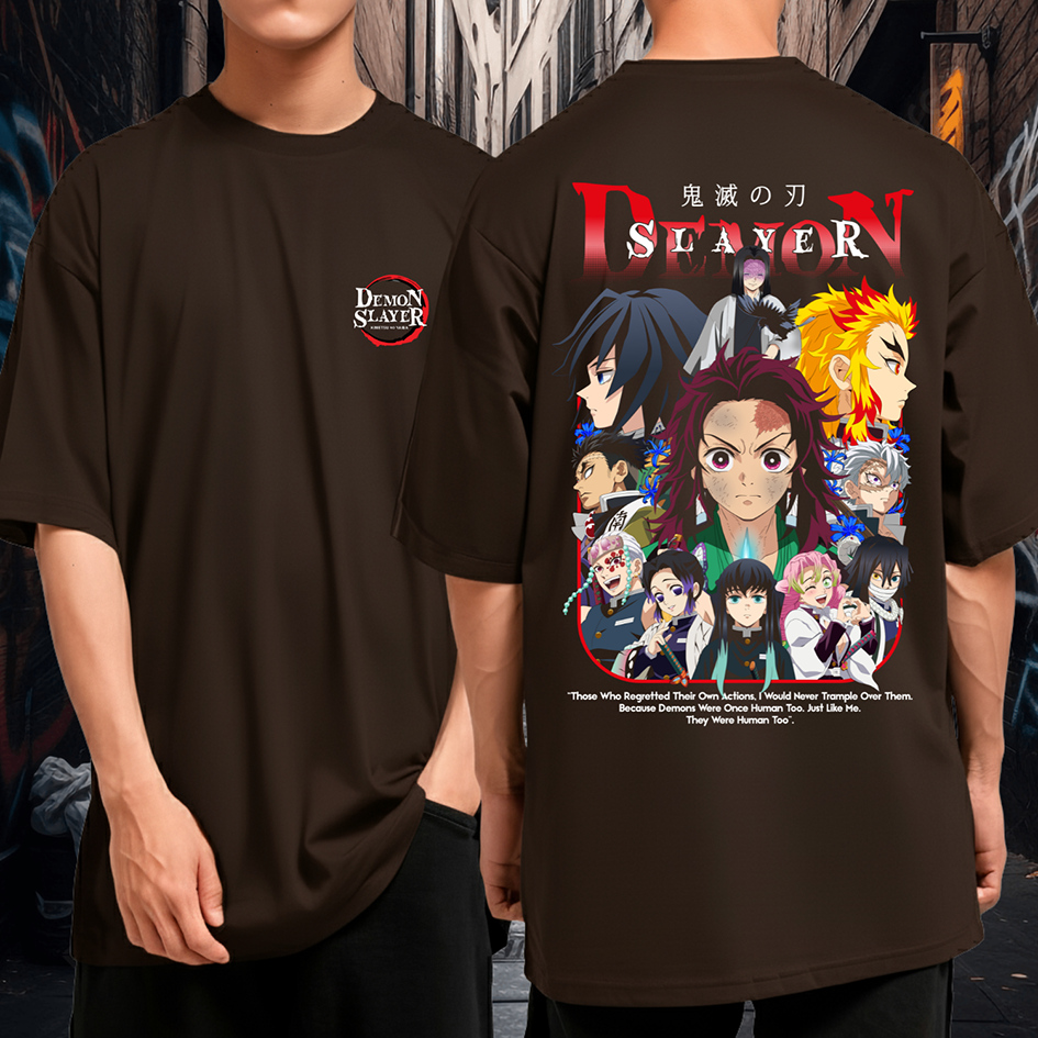Camiseta Oversized Demon Slayer Tanjiro Esquadrão Blusão Algodão Premium