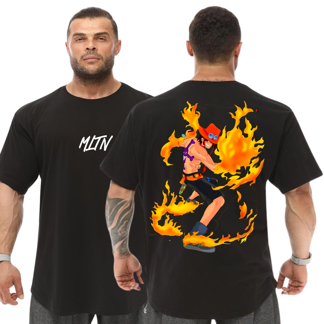 Camiseta Oversized 100% Algodão Ace Punhos De Fogo One Piece Geek