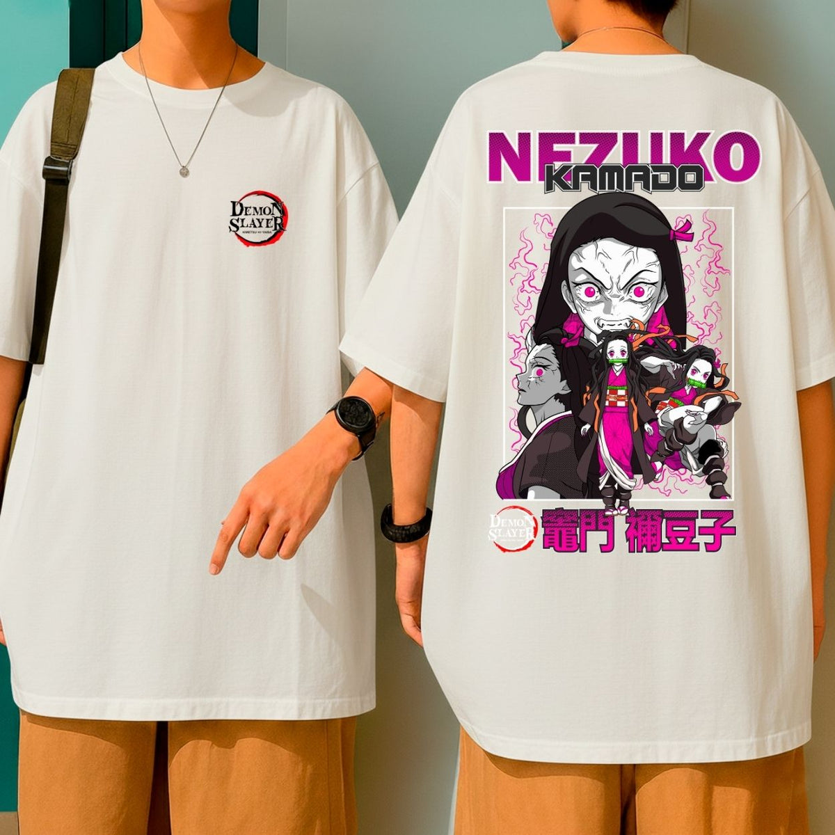 Camiseta Oversized Nezuko Demon Slayer Oni Blusão 100% Algodão Malha Grossa
